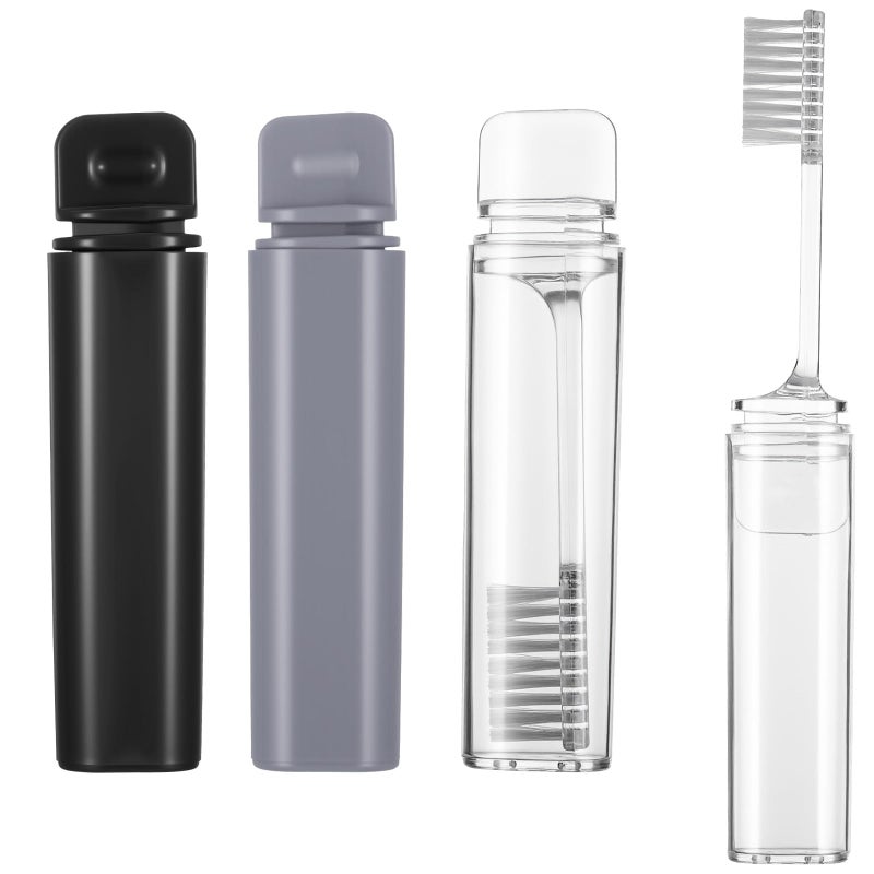 3 Pcs Travel Toothbrush, Soft Mini Portable Toothbrush with Cover, Detachable Heads for Camping Hiking Traveling School